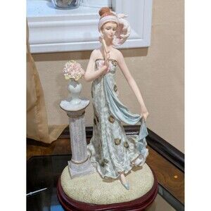Beautiful 13" Lady Resin Figurine with Wood Base‎